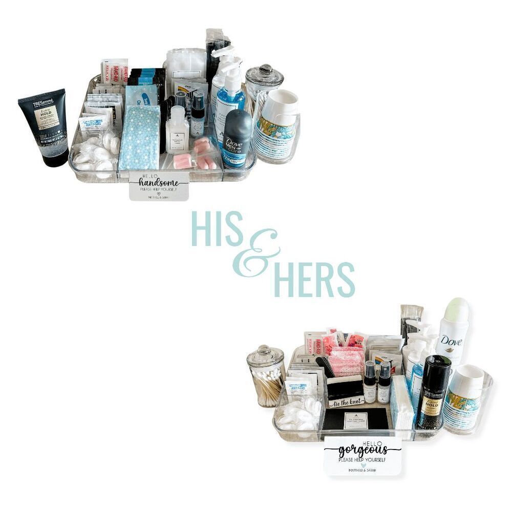 Made-To-Order Deluxe Wedding Bathroom Tray, His & Hers Bathroom Amenities, Weddi - Picture 2 of 6